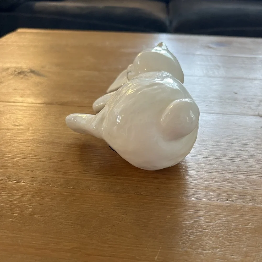White Ceramic Sleeping Bunny Rabbit Shelf Sitter Figurine Whimsical Home Decor
